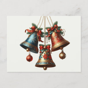 Christmas bells holiday postcard