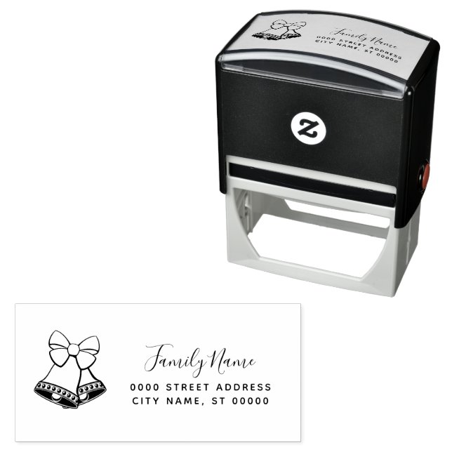 Christmas Bells Holiday Return Address Self-inking Stamp (In Situ)