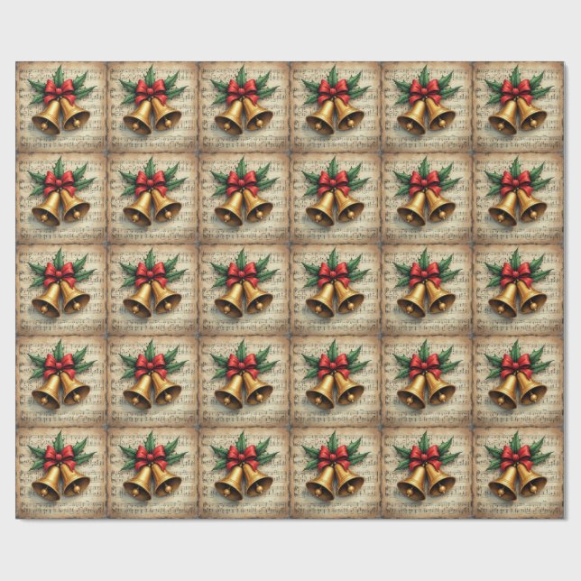 Christmas Bells on Sheet Music, Wrapping Paper (Flat)