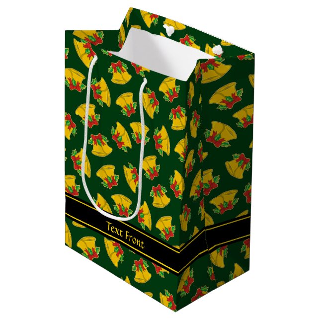 Christmas Bells Pattern Medium Gift Bag (Front Angled)
