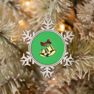 Christmas Bells Pewter Snowflake  Ornament