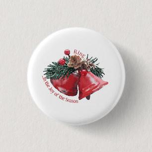 Christmas Bells Round Badge – Ring in the Joy  1 Inch Round Button