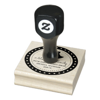 Christmas Bells Round Return Address Rubber Stamp