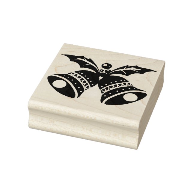 Christmas Bells with Holly Leaves Rubber Stamp (Stamp)