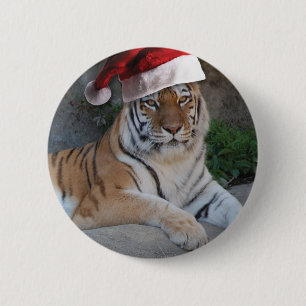 Christmas Bengal Tiger 2 Inch Round Button