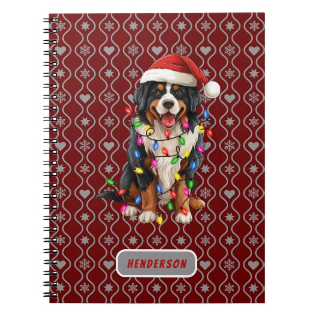 Christmas Bernese Dog Santa Customized Name Notebook (Front)