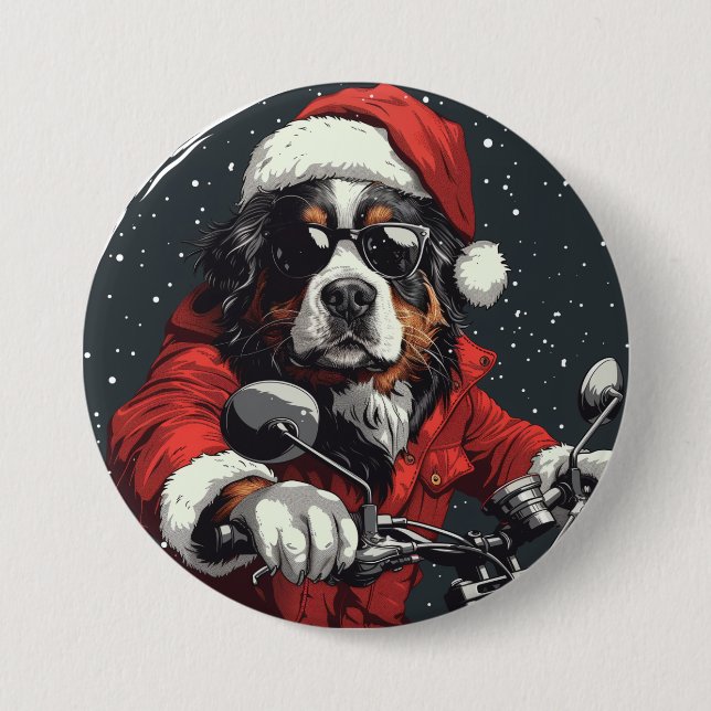 Christmas Bernese Mountain Dog 3 Inch Round Button (Front)