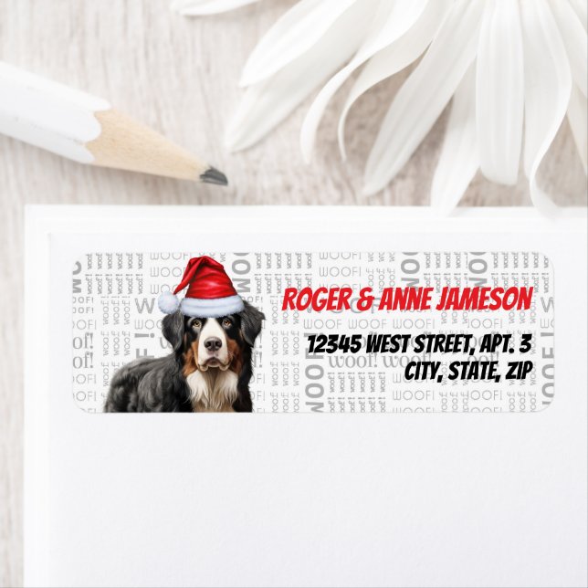 Christmas Bernese Mountain Dog Adresse de vacances (En situation)