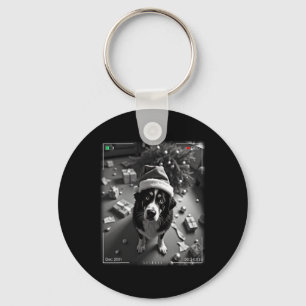 Christmas Bernese Mountain Dog Caught On Camera  Keychain