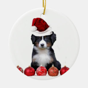 Christmas Bernese Mountain dog Ceramic Ornament