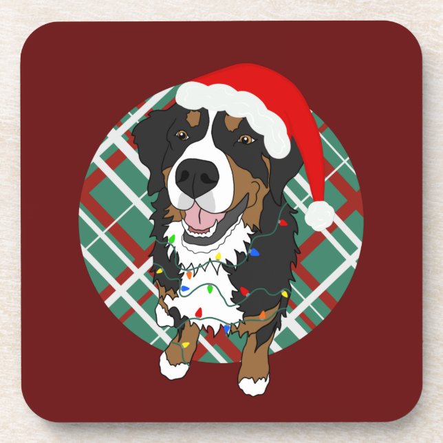 Christmas Bernese Mountain Dog  Coaster (Front)