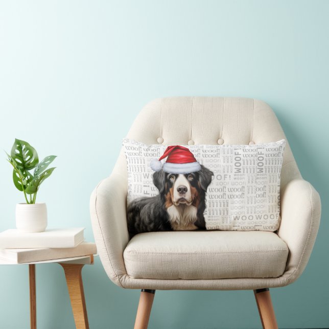 Christmas Bernese Mountain Dog Holiday Lumbar Pillow (Chair)
