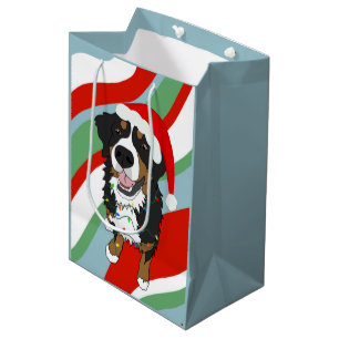 Christmas Bernese Mountain Dog Medium Gift Bag