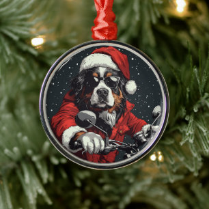 Christmas Bernese Mountain Dog Metal Ornament