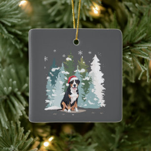 Christmas Bernese Mountain Dog Mom Puppy Winter  Ceramic Ornament