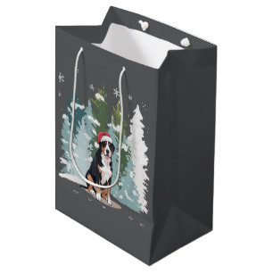Christmas Bernese Mountain Dog Mom Puppy Winter  Medium Gift Bag