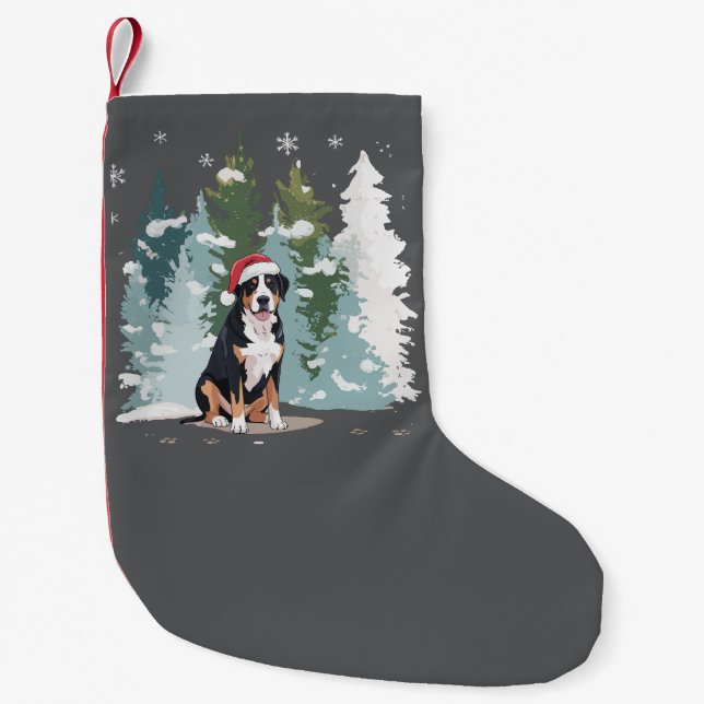 Christmas Bernese Mountain Dog Mom Puppy Winter  Small Christmas Stocking (Front)