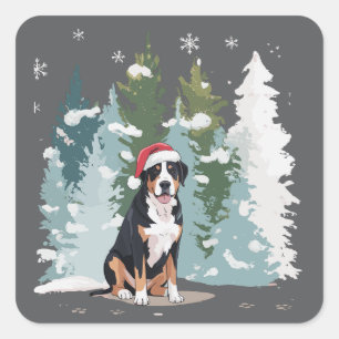 Christmas Bernese Mountain Dog Mom Puppy Winter Square Sticker