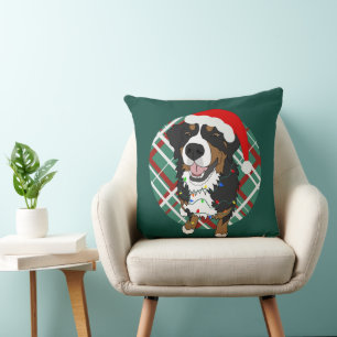 Christmas Bernese Mountain Dog Throw Pillow