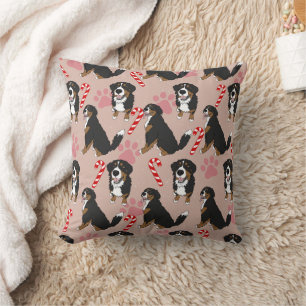 Christmas Bernese Mountain Dog Throw Pillow