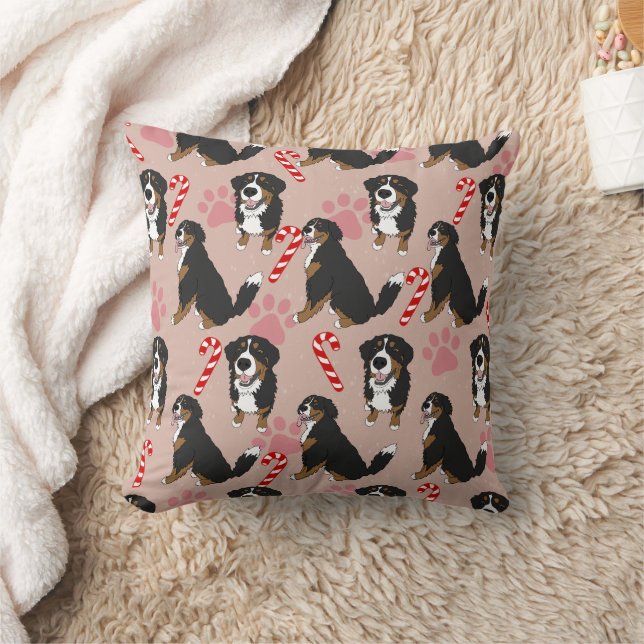 Christmas Bernese Mountain Dog Throw Pillow (Blanket)