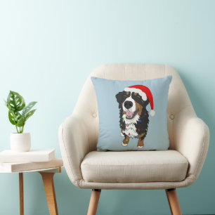 Christmas Bernese Mountain Dog Throw Pillow