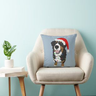Christmas Bernese Mountain Dog  Throw Pillow