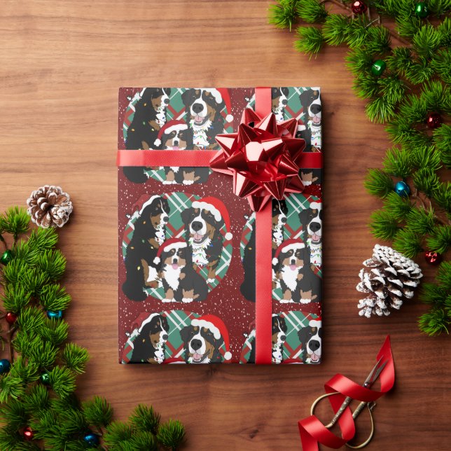 Christmas Bernese Mountain Dog  Wrapping Paper (Holiday Gift)