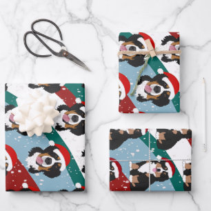 Christmas Bernese Mountain Dog Wrapping Paper Sheet