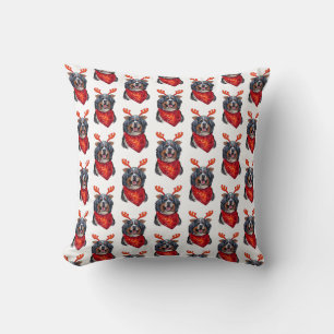 Christmas Bernese Mountain Dog Wrapping Paper Throw Pillow
