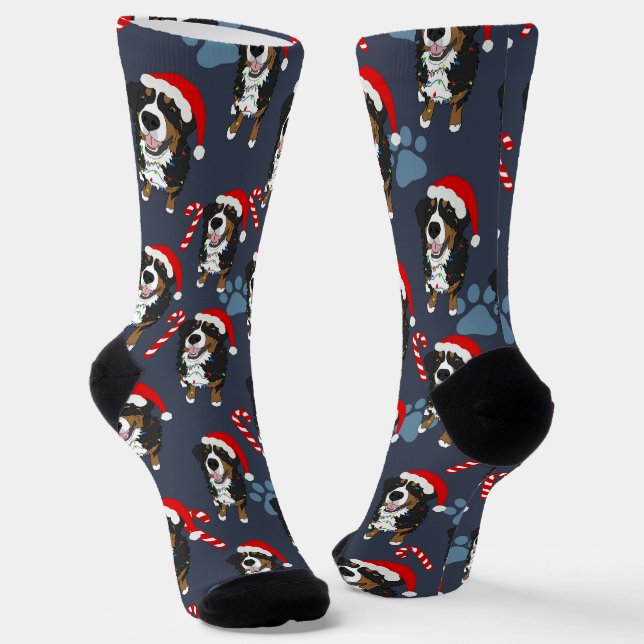 Christmas Bernese Mountain Socks (Angled)