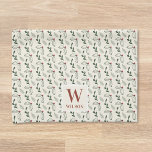 Christmas Berries and Foliage Family Name Kitchen Towel<br><div class="desc">Custom-designed Christmas kitchen hand towel featuring modern rustic Christmas red berries and foliage design with personalized initial and family name.</div>