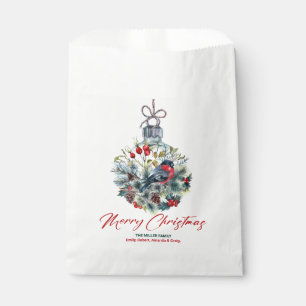 Christmas Berries & Bullfinch Ornament  Favour Bag