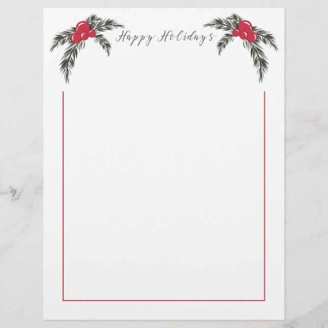 Christmas Berries Happy Holidays Letterhead (Front)