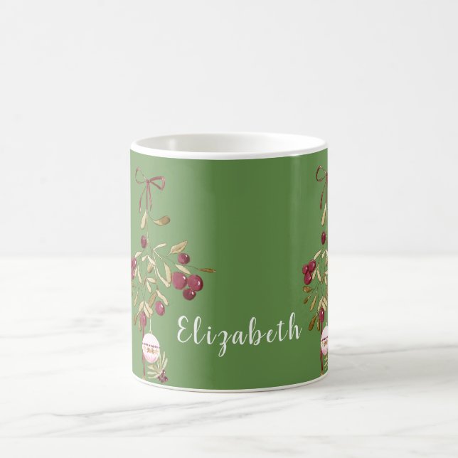 Christmas Berries & Ornament Personalized Coffee Mug (Center)