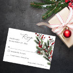 Christmas Berries & Pine 1B no Meal RSVP<br><div class="desc">Send this elegant,  watercolor Christmas Berries & Pine RSVP meal card with your invitations for weddings and parties including Graduation parties. with a white background.

See our collection for the meal option.</div>