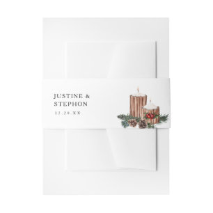 Christmas Berries & Pine Candles  2 Invitation Belly Band