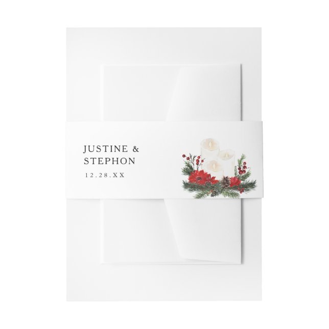 Christmas Berries & Pine Candles  Invitation Belly Band (Front Example)