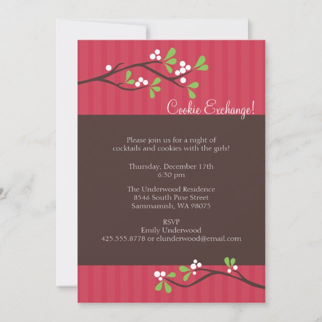 Christmas Berry Branch Party Invitation (Front)