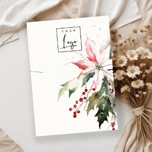 Christmas Berry Poinsettia Foliage Necklace Logo Business Card