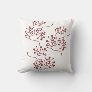 Christmas Berry Sprigs Red Branches Festive Throw Pillow