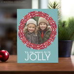 Christmas Berry Wreath - 1 Photo Blue Red Holiday Postcard<br><div class="desc">Tis the Season to be Jolly -- A farmhouse blue with a berry wreath as a photo frame. A modern script is used for the Happy Holidays. A Christmas greeting - May your days be merry and bright - included on the postcard side with an area for family signature and...</div>