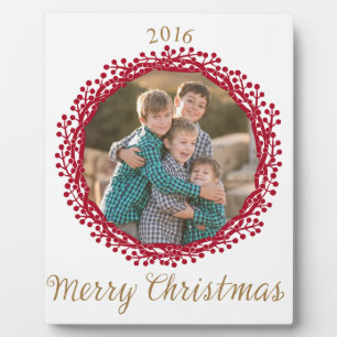 Christmas berry wreath custom photo plaque