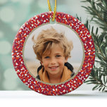 Christmas Berry Wreath Double-Sided 2 Photo Ceramic Ornament<br><div class="desc">Custom Photo Ornament - Add a photo to each side of the whimsical polka dot berry wreath border. PHOTO TIP: If your photo does not fit correctly,  click on the CUSTOMIZE THIS button and adjust the photo.</div>