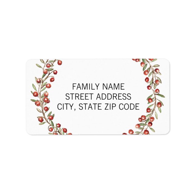 Christmas Berry Wreath | Étiquette d'adresse de re (Devant)