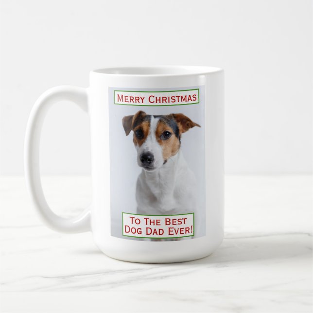 Christmas Best Dog Dad Ever Pet Photo Coffee Mug (Left)