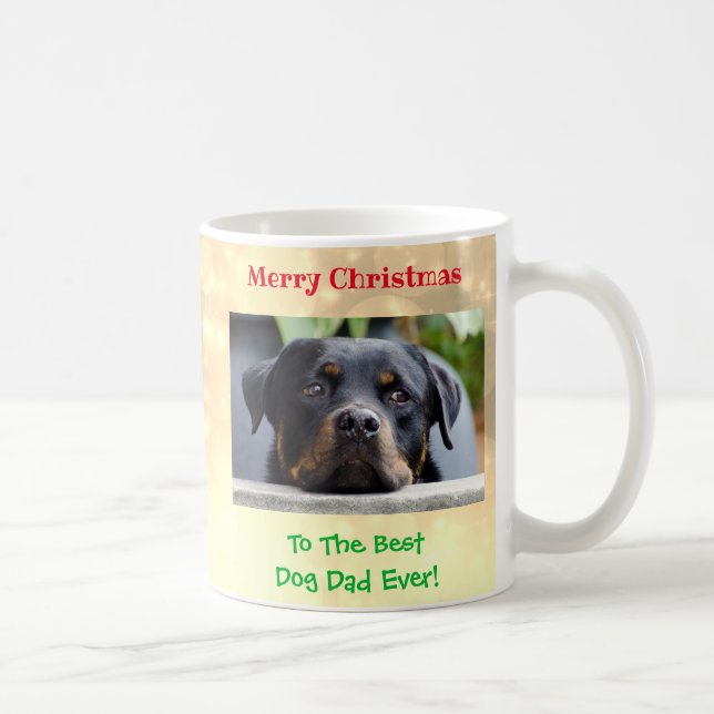 Christmas Best Dog Dad Ever Pet Photo Coffee Mug (Right)