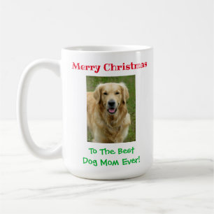 Christmas Best Dog Mom Ever Custom Pet Photo Coffee Mug