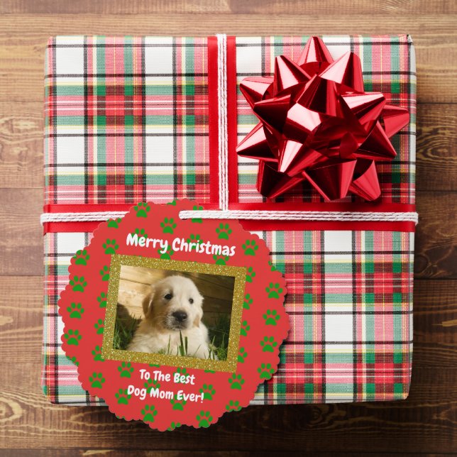 Christmas Best Dog Mom Ever Pet Photo Ornament Card (Insitu (Gift))