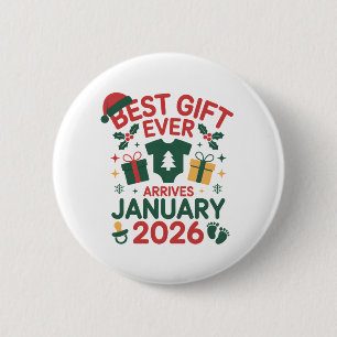 Christmas Best Gift Arrives January 2026 Couples 2 Inch Round Button